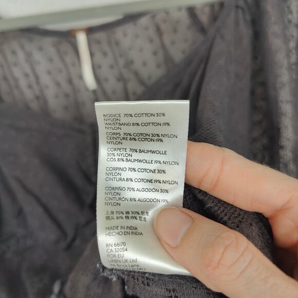 Free People Heartstrings Puff Sheer Crop Top Womens‎ Small Soft Black Lace - Picture 7 of 8